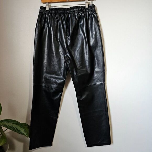 NWT LAUNDRY BY SHELLI SEGAL BLACK FAUX LEATHER TAPERED PANTS SZ M - Picture 2 of 16